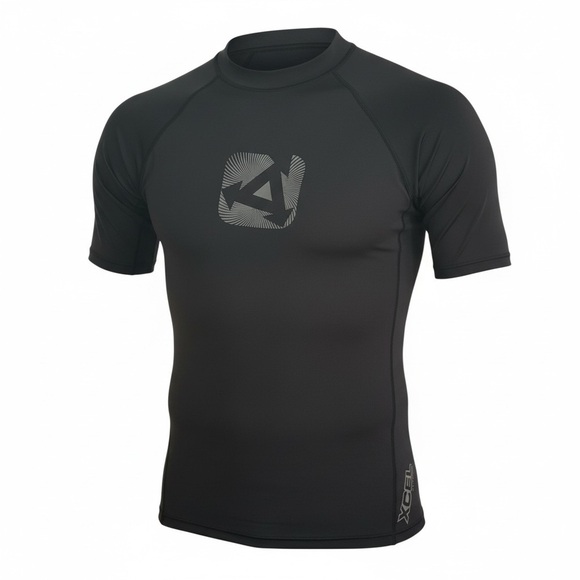 XCEL ecoVENTX UV Protection 30+ Men's Black Rash Guard Short Sleeve Blk Shirt - Picture 1 of 7